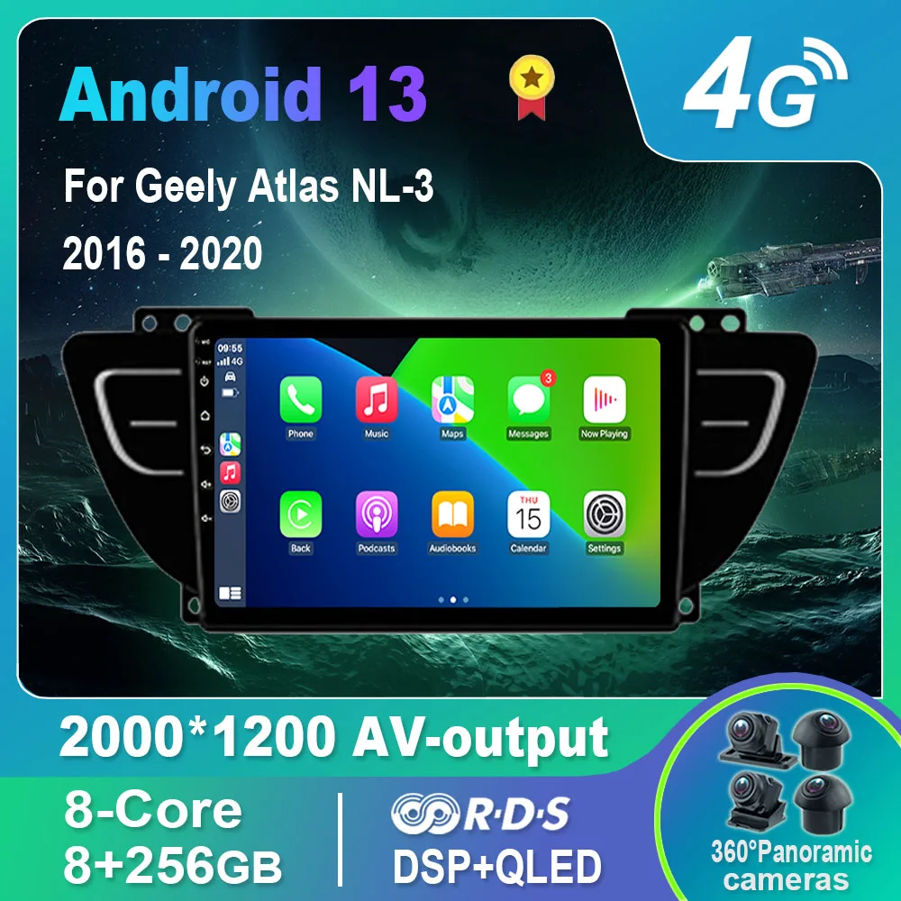 Android 13.0 Araba Radyo/Multimedya Video Oynatıcı Geely Atlas NL-3 2016-2020 GPS QLED Carplay DSP 4G WıFı Bluetooth