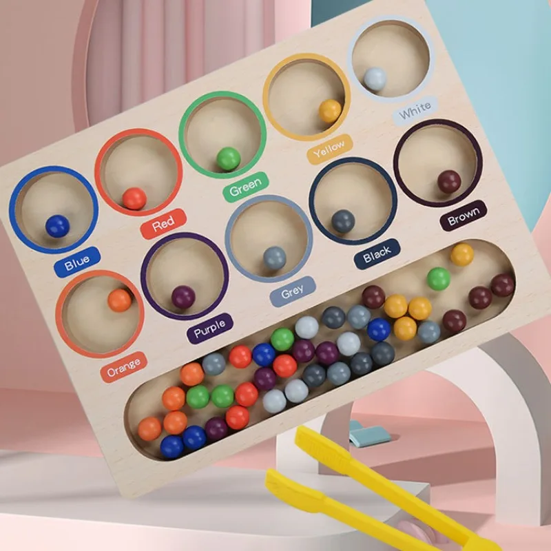 Çocuk Montessori Sıralama Oyuncak Klip Boncuk Çocuklar Renk Sınıflandırma Boncuk Oyunu El Göz Koordinasyonu Erken Eğitim Bulmaca Oyuncak
