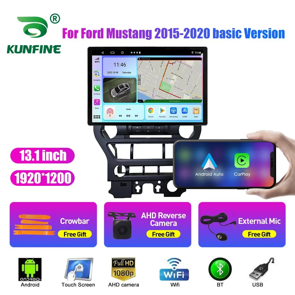 13.1 inç Araba Radyo Ford Mustang 2015 2016-2020 İçin araç DVD oynatıcı GPS Navigasyon Stereo Carplay 2 Din Merkezi Multimedya Android Otomatik
