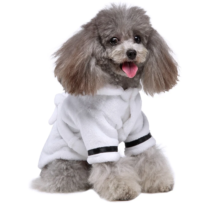 Pet Pijama Hood İle Yumuşak Kalınlaşmış Lüks Pamuk Kapşonlu Bornoz Çabuk Kuruyan Süper Emici Köpek banyo havlusu Pet Kıyafeti