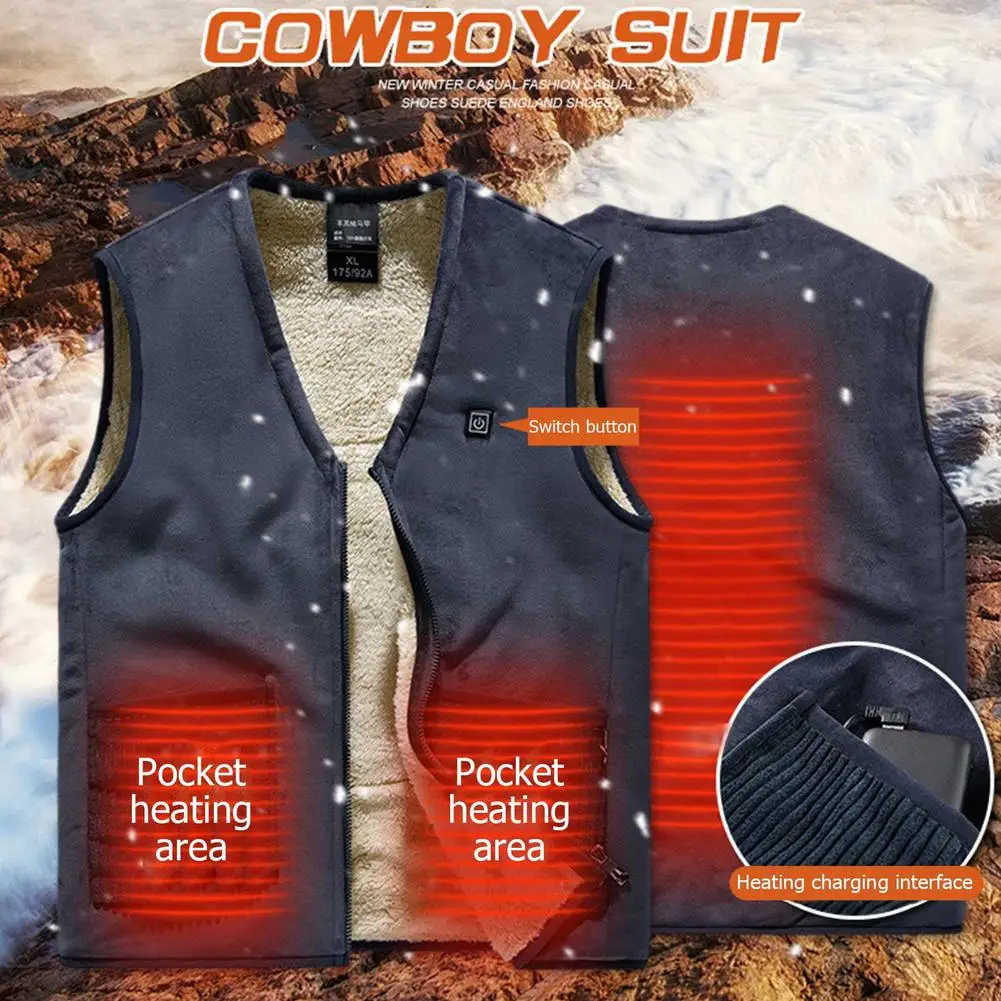 Kış elektrikli ısıtma yelek USB akıllı ısıtmalı kolsuz ceket 3-speed ayarlanabilir sıcaklık sıcak yelek kamp balıkçılık için