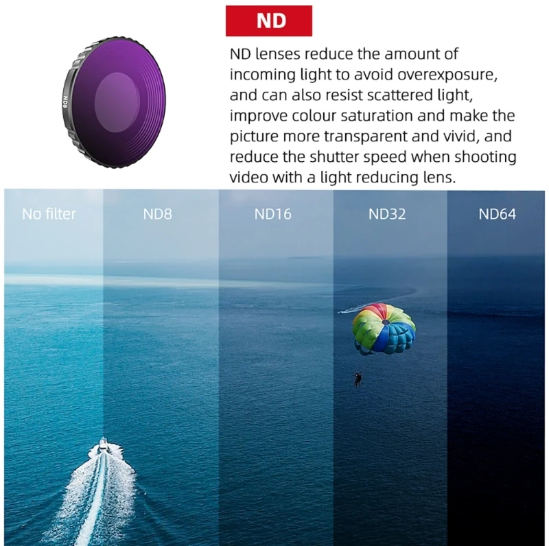 Eylem Kamera Lens Filtreler UV / CPL / ND8/ND16 / ND32 Filtreler Eylem 4 Alüminyum Çerçeve Kamera Lens Filtreler Kamera Aksesuarı