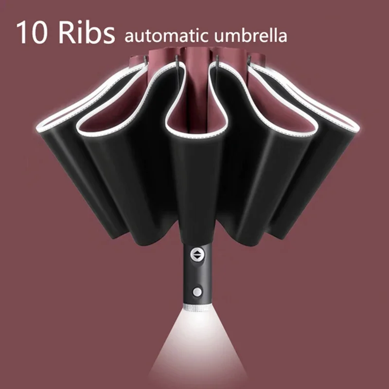 Tam otomatik UV şemsiye LED el feneri yansıtıcı şerit ters büyük şemsiye yağmur güneş ısı yalıtım şemsiye