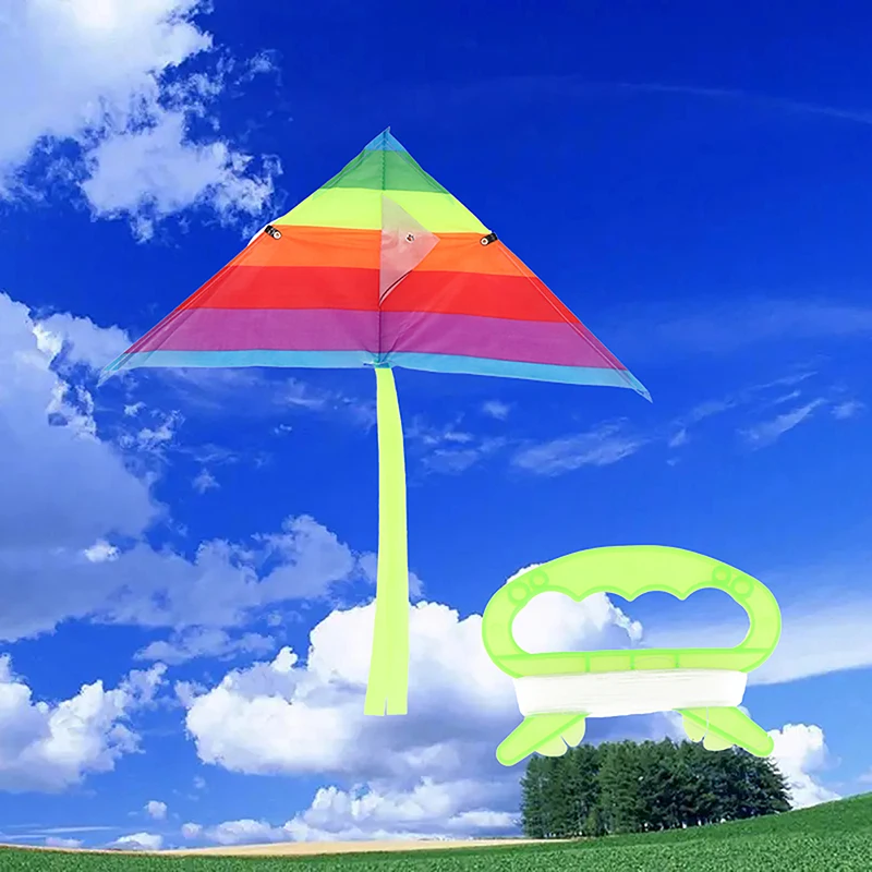 Yeni Renkli Üçgen Gökkuşağı Uçurtma Uçan Oyuncaklar Uçurtma Çocuklar Çocuklar İçin 30M Uçurtma Dize Açık Eğlence Spor Uçurtmalar Oyuncaklar