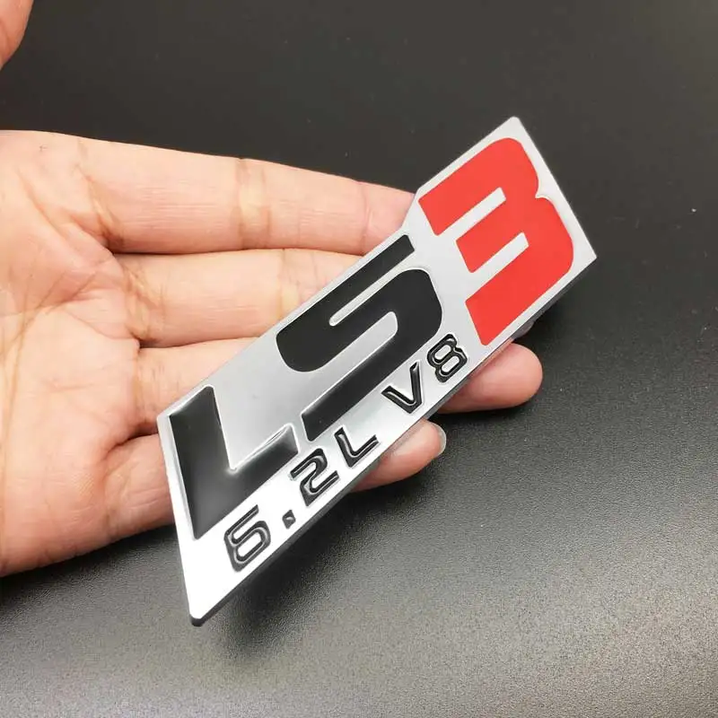 3D Metal LS3 6.2 L V8 Logo Amblem Rozet Araç Gövde Arka Gövde Çıkartması Araba Styling