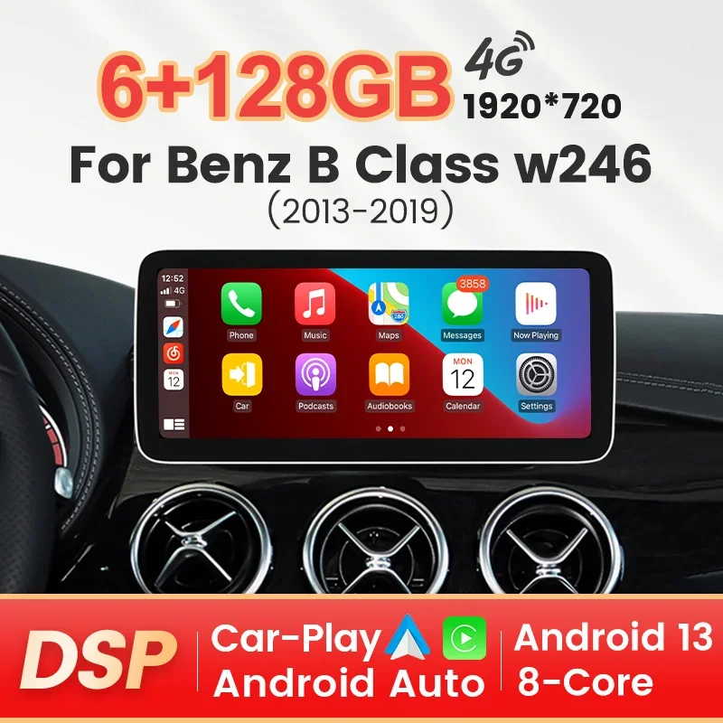 Kablosuz Carplay Android Otomatik All-in-One Mercedes-Benz B Sınıfı W246 AI Ses Multimedya 4G LTE + WiFi GPS Navigasyon Oynatıcı