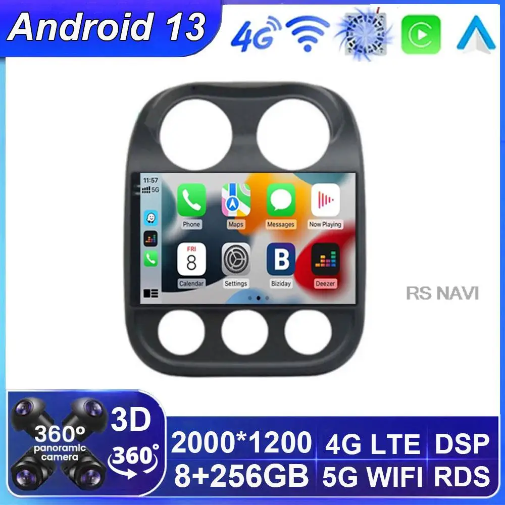 Araba Android 13 JEEP Pusula Patriot 2011 - 2017 İçin otomobil radyosu Hiçbir DVD 2Din Multimedya Oynatıcı GPS Navigasyon Carplay Stereo 4G
