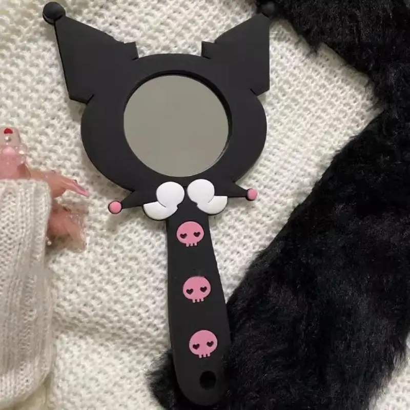 Ins Kuromi Melodi Sanrio Genç kızın Kalp El Aynası Sevimli Öğrenci Taşınabilir Taşıma Bir Kozmetik Ayna Silikon Kolu