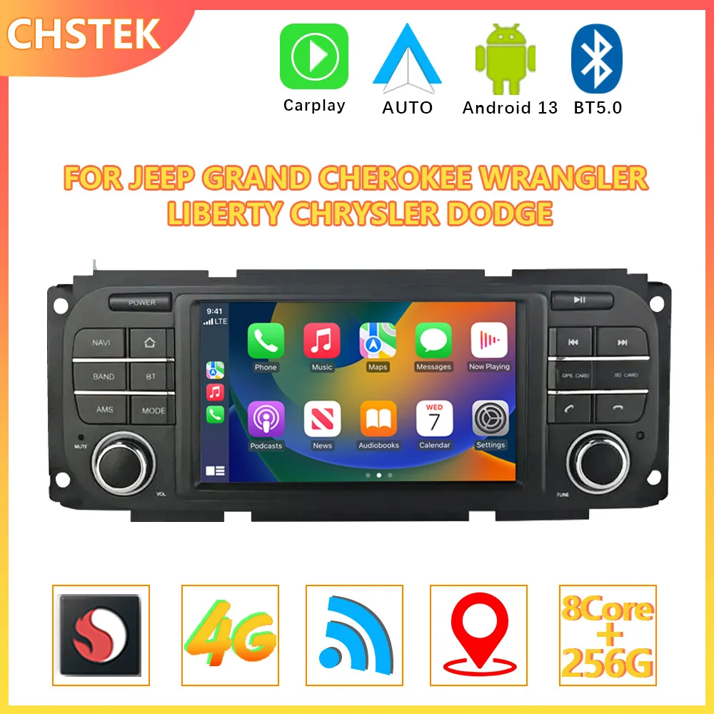 CHSTEK Android Oto Araba Radyo CarPlay Navigasyon İçin JEEP Grand Cherokee Wrangler Liberty Chrysler Dodge Qualcomm Bluetooth WIFI
