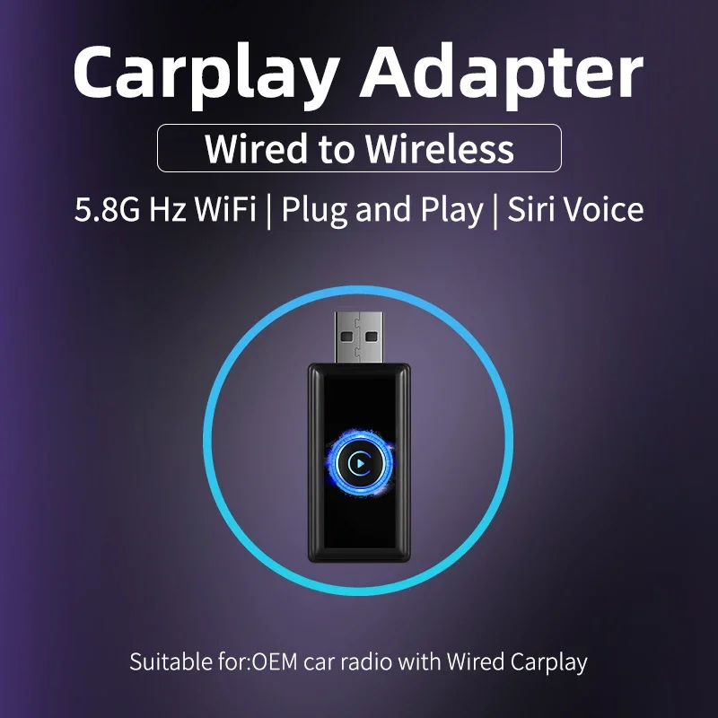 Yeni Mini Carplay Kablosuz Adaptör LED Akıllı Bağlantı AI Kutusu Araba OEM Kablolu Carplay Kablosuz Tak ve Çalıştır USB Dongle Apple