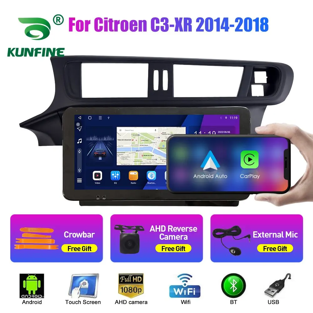 10.33 İnç Araba Radyo Citroen C-C3-XR 2014-18 2Din Android Octa Çekirdek Araba Stereo DVD GPS Navigasyon Oynatıcı QLED Ekran Carplay