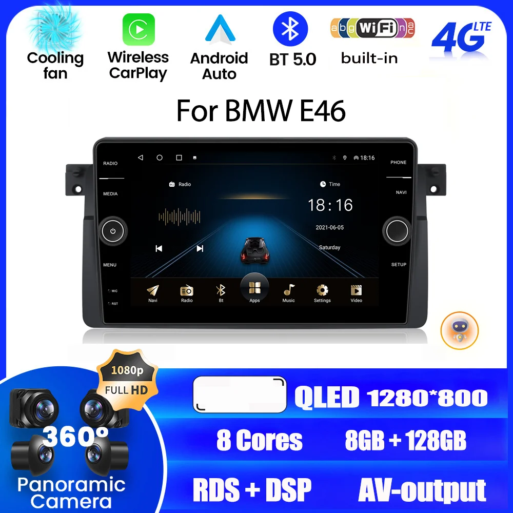 2 Din Android 12 Stereo 8G 128G Ekran Araba Radyo BMW E46 M3 318/320/325/330/335 Land Rover 75 Akıllı Sistem 2DİN