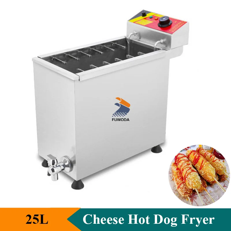 Profesyonel 220V 110V Peynir Hot Dog Sopa Fritöz 25L Kore Mozzarella Mısır Köpek Kızartma Makinesi Ticari veya Ev Kullanımı