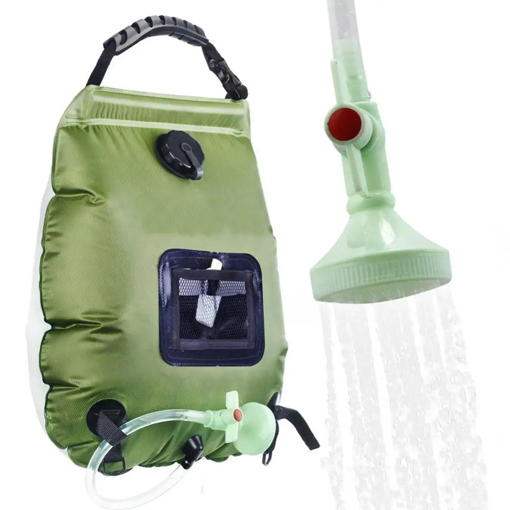 Su torbaları 20L açık kamp yürüyüş güneş duş torbası ısıtma kamp duş tırmanma katlanabilir çanta hortum değiştirilebilir duş başlığı