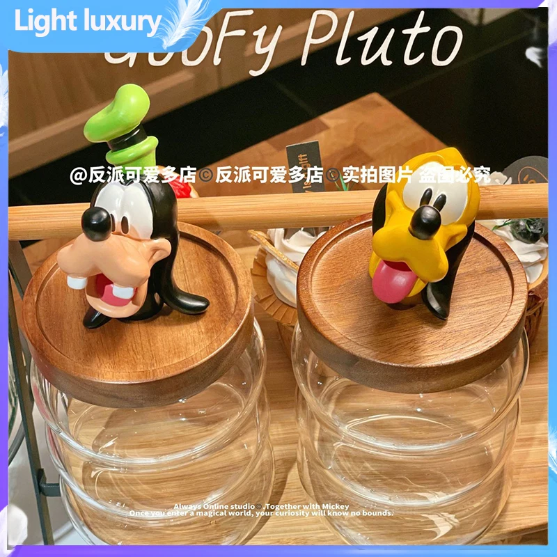 Disney Goofy Pluto Goofy Cam gıda kavanozu Karikatür saklama kutusu Yaratıcı Cam Kavanoz Kawaii Mutfak Malzemeleri Oturma Mal Depolama