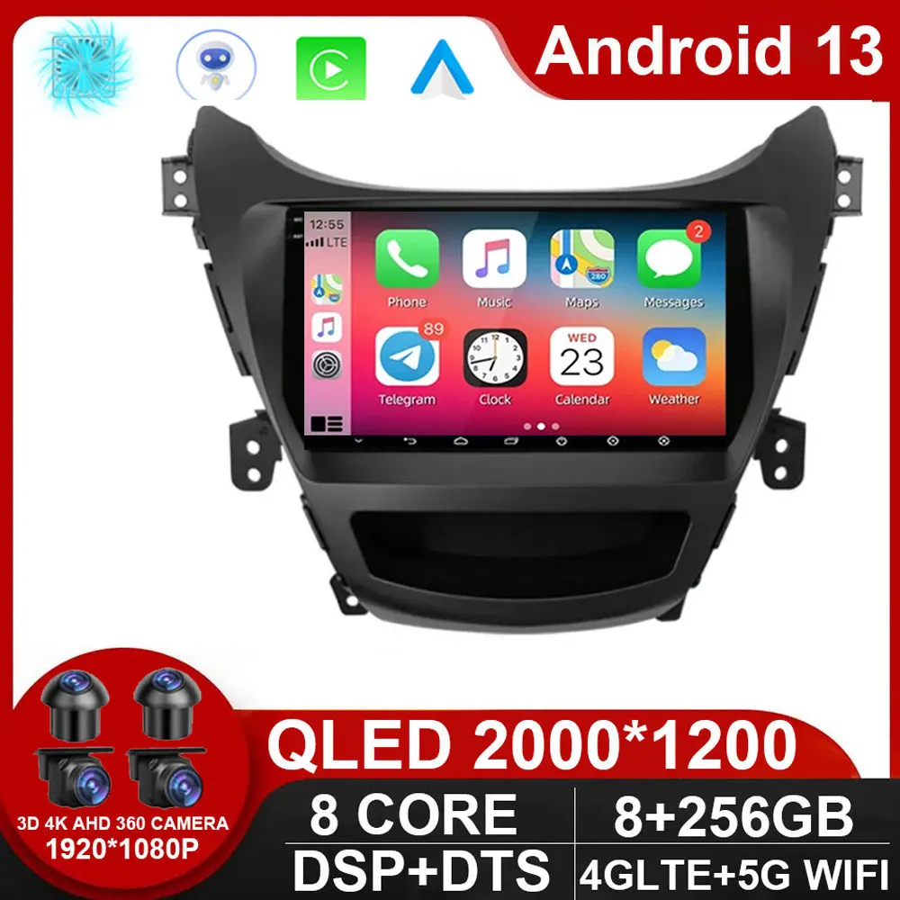 Araba Radyo Android 13 Hyundai Elantra Avante İçin I35 2011 - 2013 2014 2015 2016 Multimedya Oynatıcı GPS Navigasyon 2 din Stereo DVD