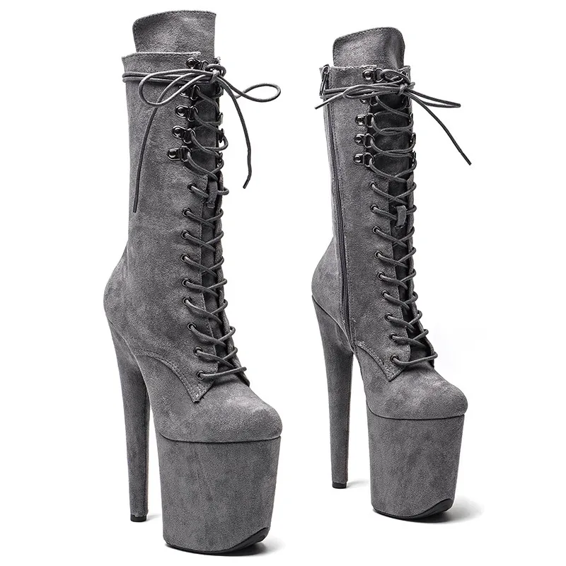 LAIJIANJINXIA Yeni Moda Süet Üst 20 CM/8 inç Kutup Dans Ayakkabıları Yüksek Topuk Platformu Ayakkabı kadın Modern Çizmeler 565