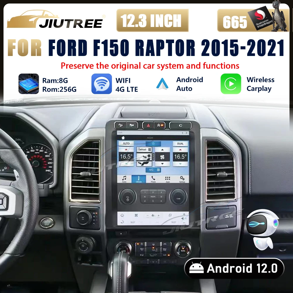 Android 12 araba Radyo 12.1 inç Ford F150 2015 - 2021 multimedya oynatıcı Tesla Ekran Stereo GPS navigasyon Başkanı ünitesi Ses
