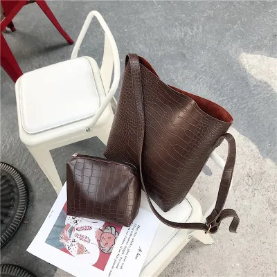 Vintage Moda Kadın Tote çanta Yeni Kaliteli PU Deri kadın Tasarımcı Çanta Timsah Kova çanta Omuz askılı çanta