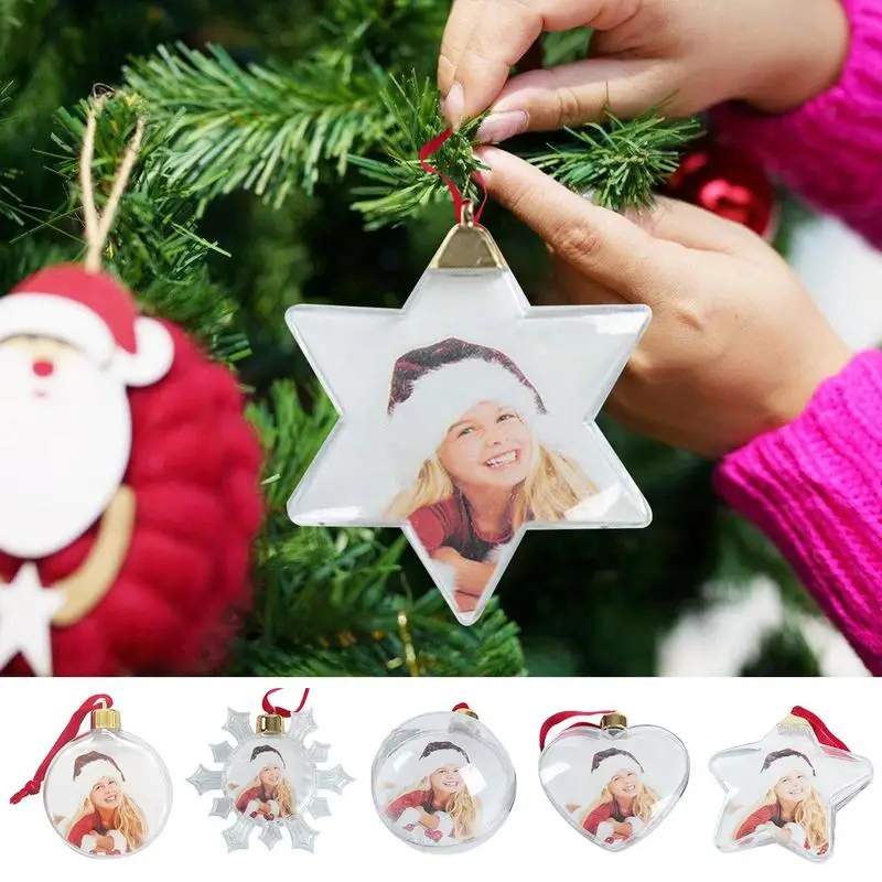 Noel DIY Fotoğraf Süsleme Topu Doldurulabilir Şeffaf Fotoğraf Dekorasyon Ağacı Asılı Top Resim Tutucu Noel Ağacı Süsleri