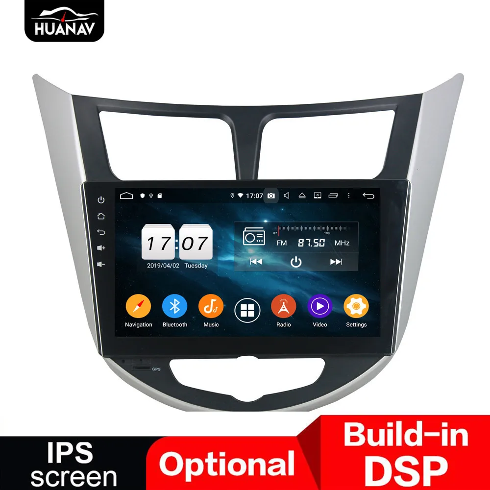 DSP Android 9 araç DVD oynatıcı Oynatıcı GPS navigasyon Hyundai Verna / Accent / Solaris 2011 + otomobil radyosu stereo multimedya oynatıcı kafa ünitesi
