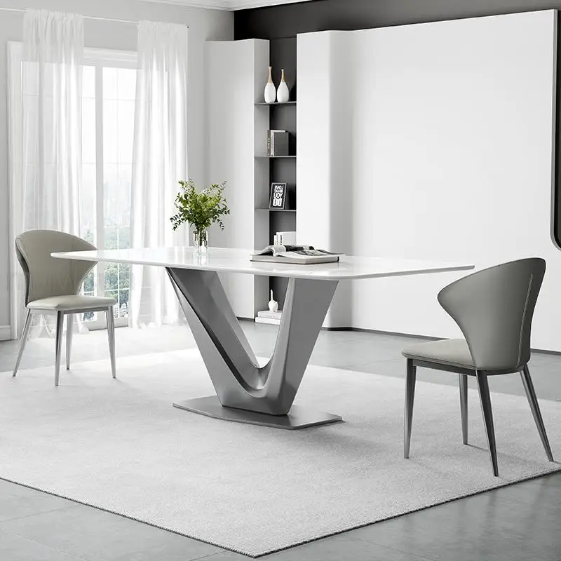 İskandinav yemek odası mobilyası italyan basit kaya plaka masa Modern ışık lüks basit High-End ışık küçük ev mobilyası
