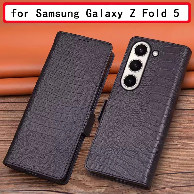 Samsung Galaxy ıçin yeni Hakiki Deri Carcasa ZFold 5 Kılıf Manyetik Flip Telefon Funda ıçin Galaxy Z Kat 5 zfold5 Fundas Coque