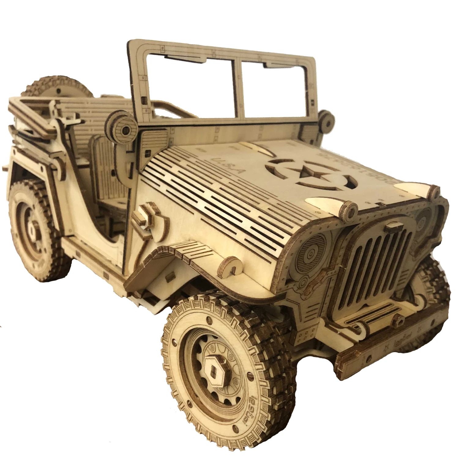 3d Ahşap Off-road Arabalar Bulmacalar Oluşturucu Araç Yapı Taşları Askeri Koleksiyonları Oyuncaklar Çocuk için DIY Jeep Modelleri