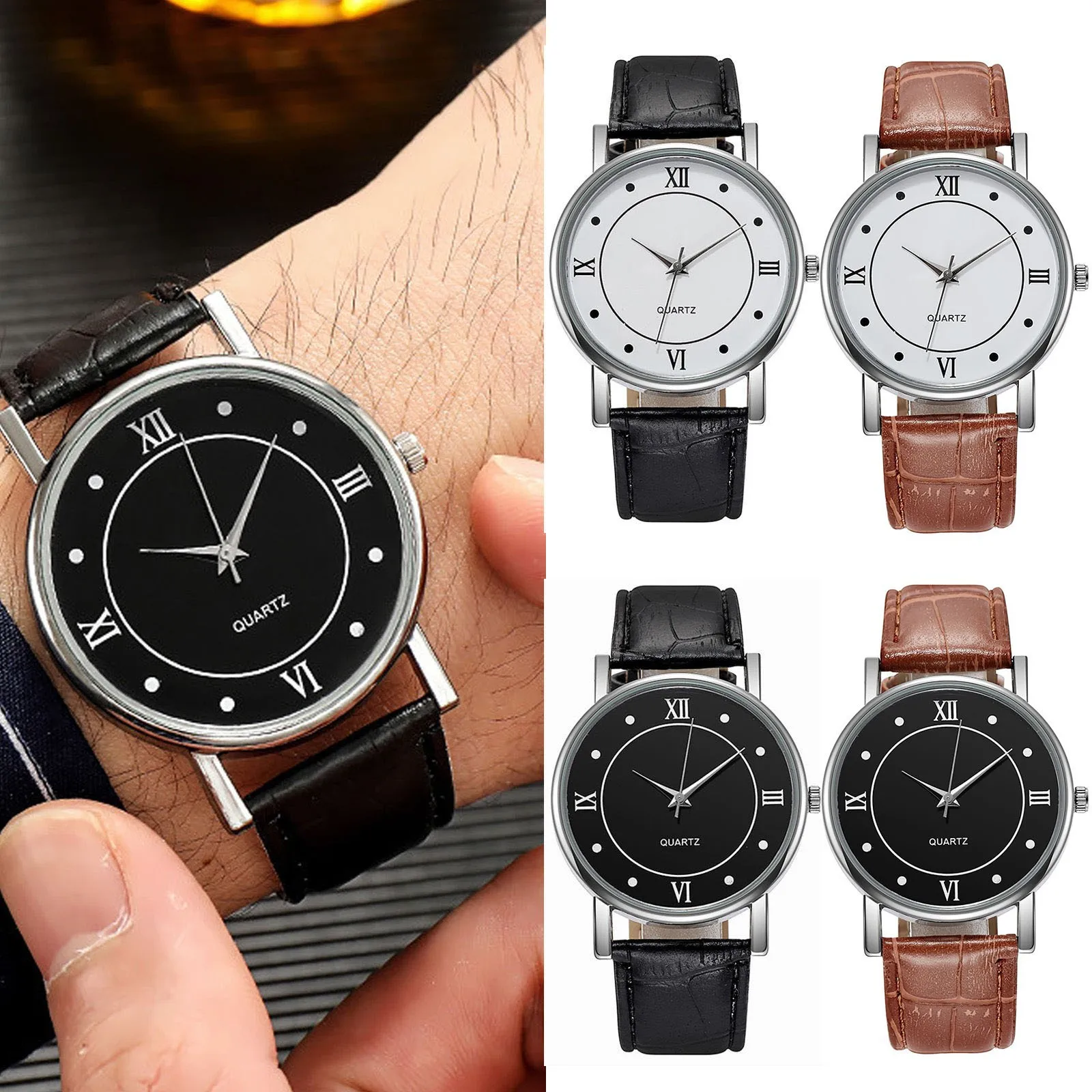 Kadın Kol Saatleri quartz saat Modern Moda Büyük Arama Siyah kuvars erkekler saatler Gelgit Marka Deri Band Saat 2022 Reloj Mujer