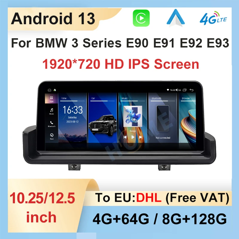 Android 13 8 Çekirdekli 8G+128G Araba Oto GPS Navigasyon BMW 3 Serisi İçin E90 E91 E92 E93 Multimedya Araba Video Oynatıcı Başkanı ünitesi 4G