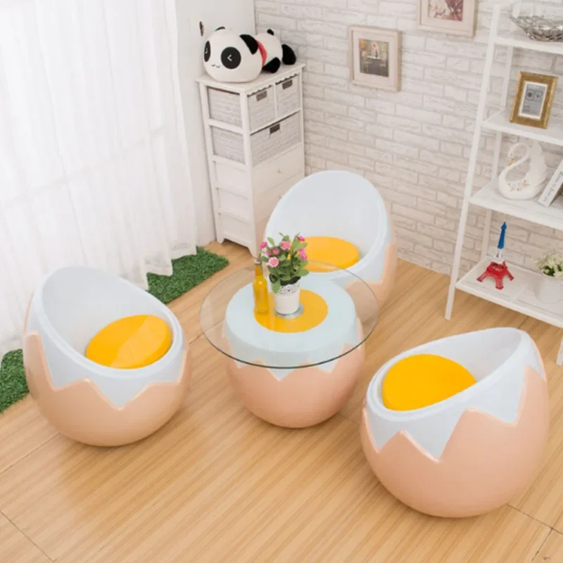 Fiberglas Yumurta Sandalye Yumurta Kabuğu Kızarmış Yumurta Sandalye çocuk Eğlenceli resepsiyon masası Kişilik Yaratıcı Moda Yumurta Şeklinde Koltuk