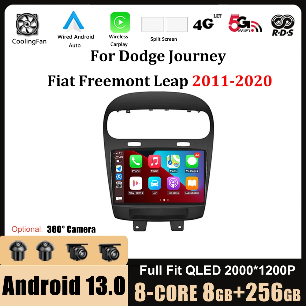 Android 13 9 inç ekran Dodge Yolculuk Fiat Freemont Sıçrama 2011-2020 GPS Navigasyon Araba Multimedya Video Oynatıcı 4G LTE