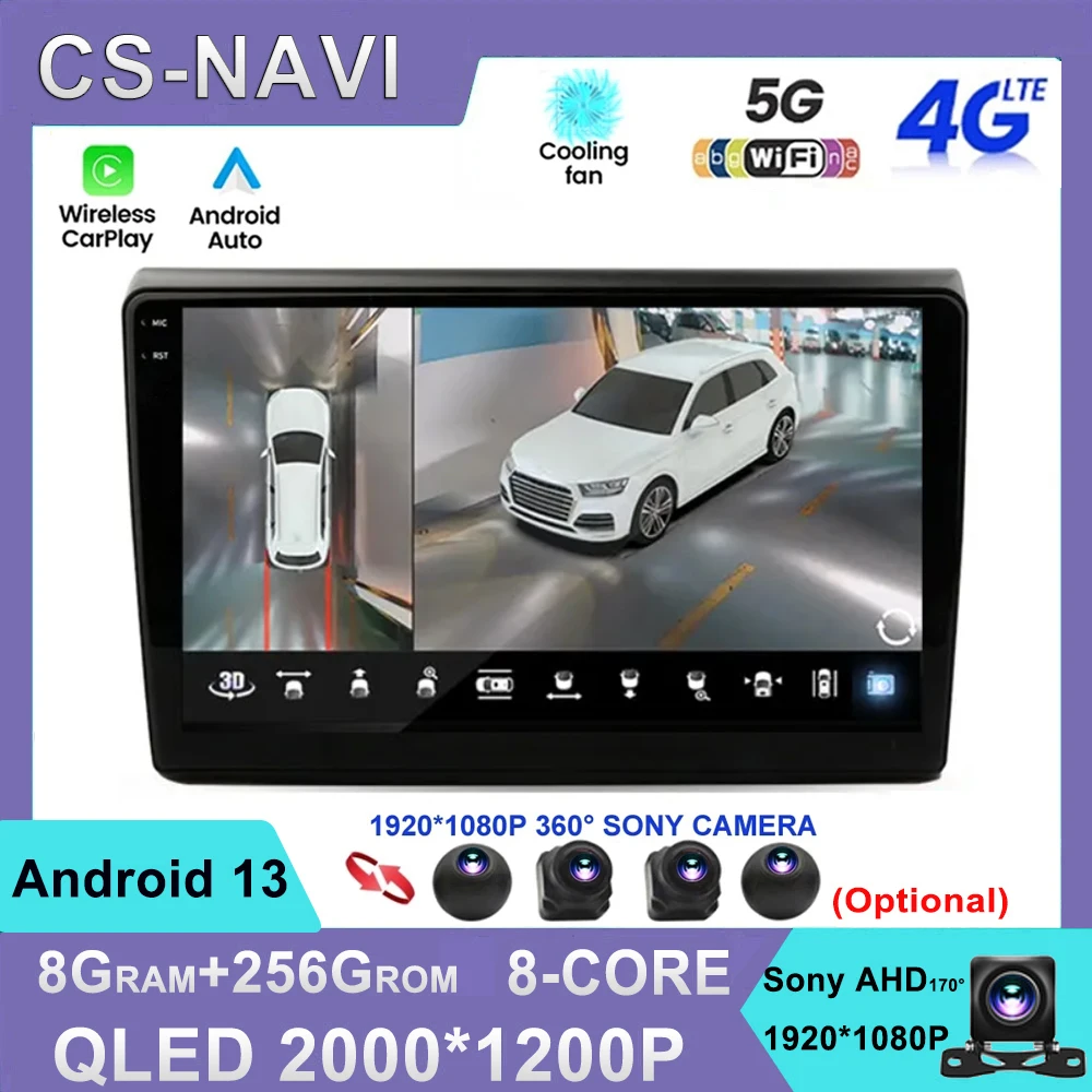 Fiat Bravo için 2007 2008 2009 2010 - 2012 Araba Radyo Video Multimedya Oynatıcı Android 13 Navigasyon GPS Carplay Wifi Android Otomatik