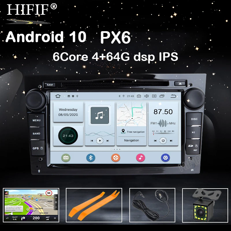 PX6 DSP IPS 4G Android 10.0 için 2 DİN ARABA GPS opel Vauxhall Astra H G J Vectra Antara Zafira Corsa Vivaro Meriva Veda DVD OYNATICI