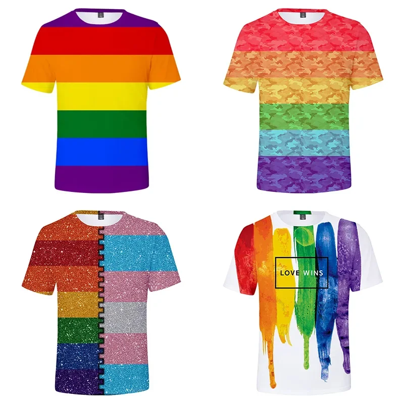 LGBT Gökkuşağı Bayrağı Lezbiyenler Eşcinseller 3d T Shirt Yaz Moda Erkek Kadın kısa kollu t-shirt 3D T-Shirt Tee Gömlek Tişörtü Tops