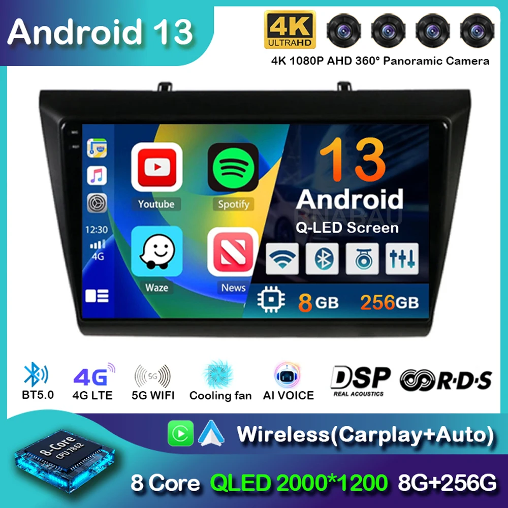 Android 13 Carplay Otomatik WİFİ+4G Lifan Marvell Myway Araba Radyo Navigasyon GPS Multimedya Video Oynatıcı 2din DVD Kafa Ünitesi QLED