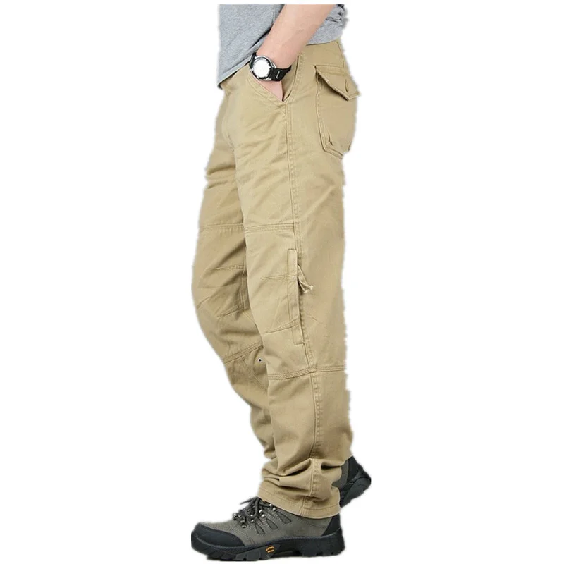 Yaz Açık Spor Pamuk Çok Cep Genel Uzun Pantolon erkek Taktik Askeri Eğitim Baggy Kargo Pantolon Sweatpants