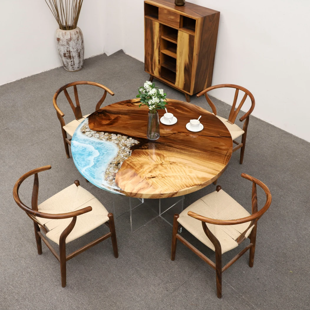 Sıcak Satış Özel Lüks ev mobilyası oturma odası masası Katı Ceviz Epoksi Reçine yemek masası