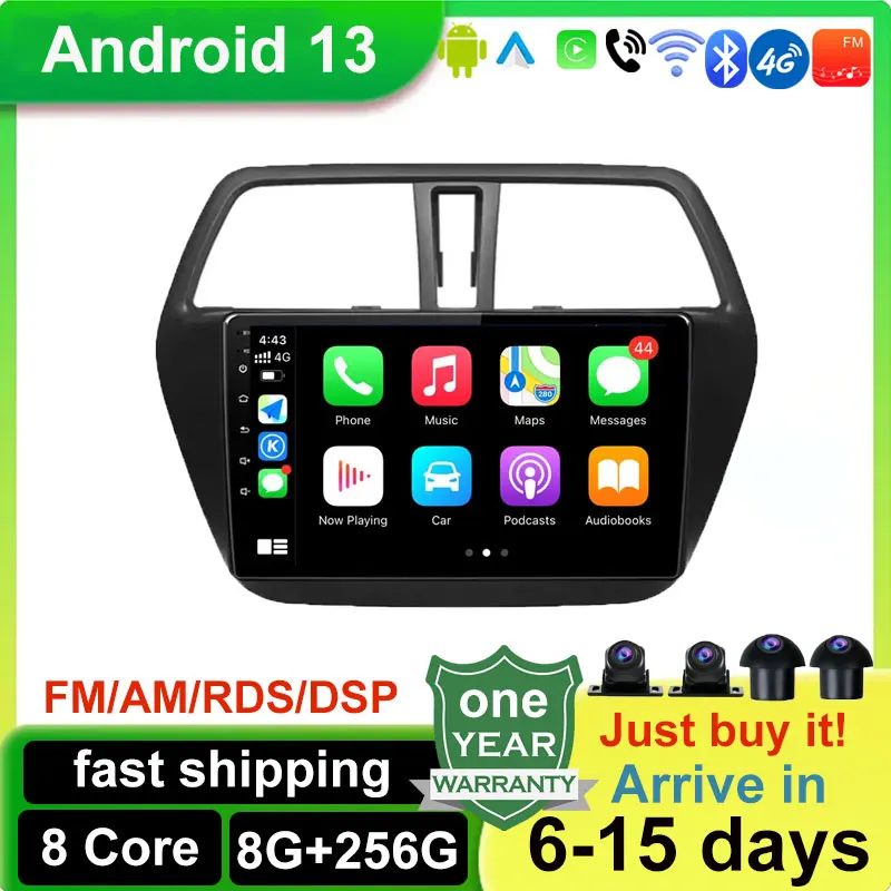 Android 13 Carplay Araba Radyo Multimedya Stereo Çalar wıfı GPS Navigasyon İçin Suzuki SX4 II S-Kreuz 2012 - 2016