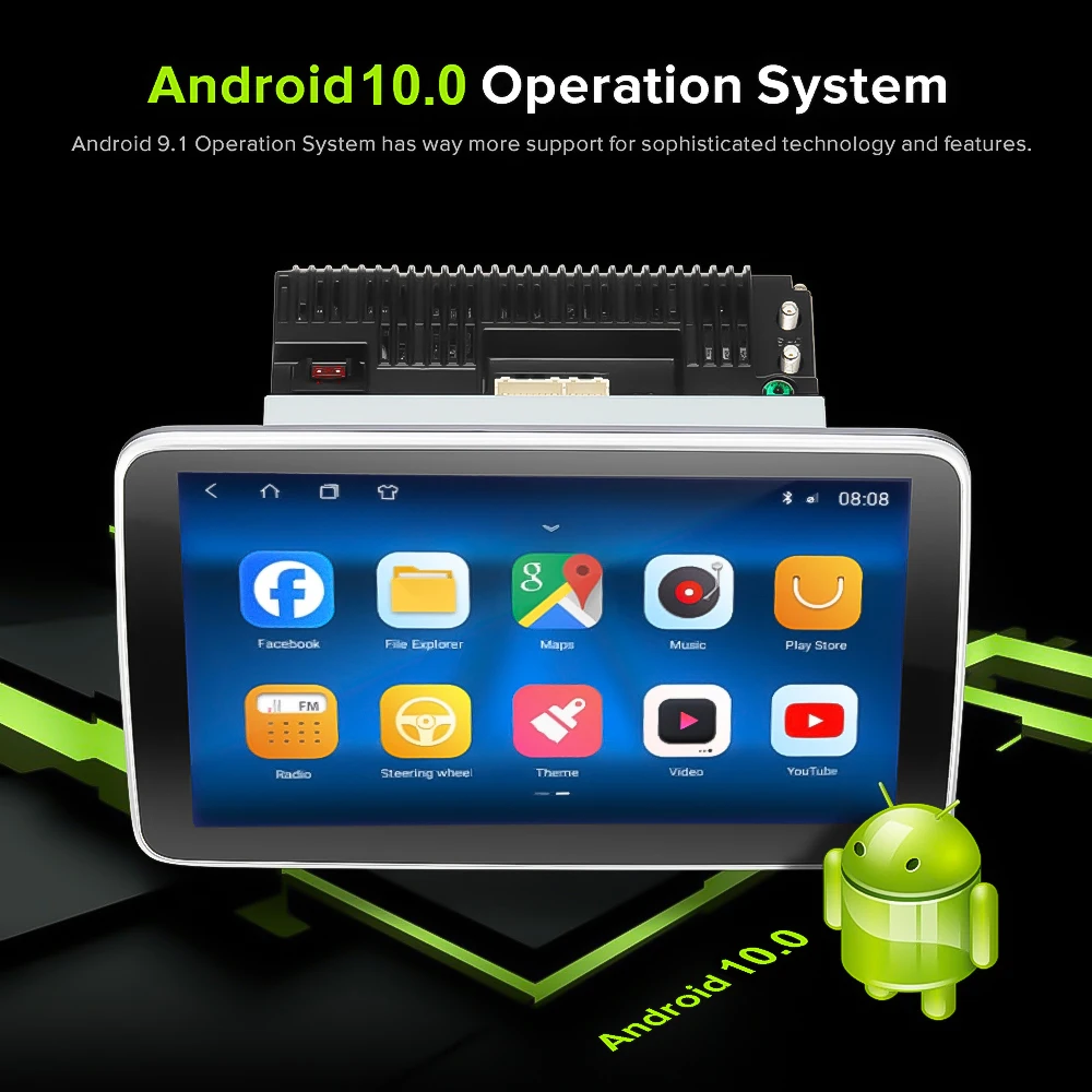 1 DİN Android 10.0 Kafa Ünitesi 2GB RAM 32GB ROM Dört Çekirdekli 4G WiFi GPS Bluetooth FM Radyo Alıcısı ile 360 Derece Dokunmatik Ekran
