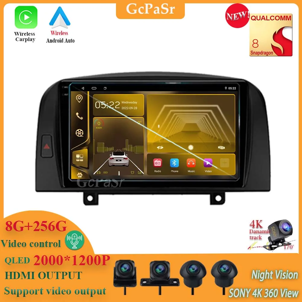 Android 13 Qualcomm Snapdragon Dvd Otomatik Stereo Kafa Ünitesi Navigasyon GPS Hyundai SONATA NF 2004 İçin 2005 2006 2007 2008 5G Wıfı