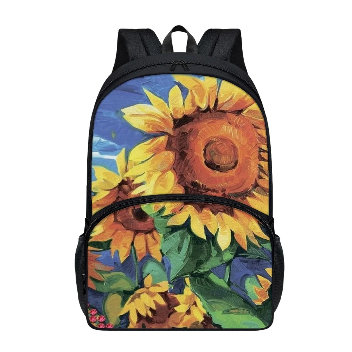 FORUDESIGNS Van Gogh Ayçiçeği Okul Çantalarını Banliyö Çift Fermuarlı Sırt Çantaları Seyahat Öğrencileri Okul Çantaları Uygun Depolama