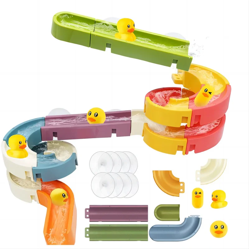 Ördek Su Kaydırağı Oyuncak Çocuklar İçin Banyo Duş Çocuk Banyo Oyuncakları Setwall Vantuz Montaj Parçaları Slidefor Kalıp Ücretsiz Duş