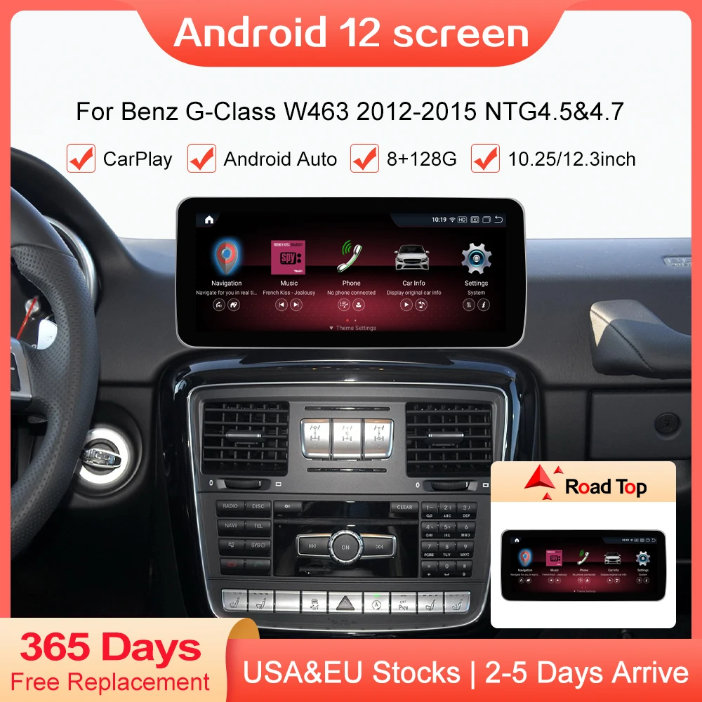8 + 128G Qualcomm Android 12 Araba Radyo GPS Navigasyon Bluetooth WiFi Kafa Ünitesi Ekran Mercedes G Sınıfı W463 2012-2015