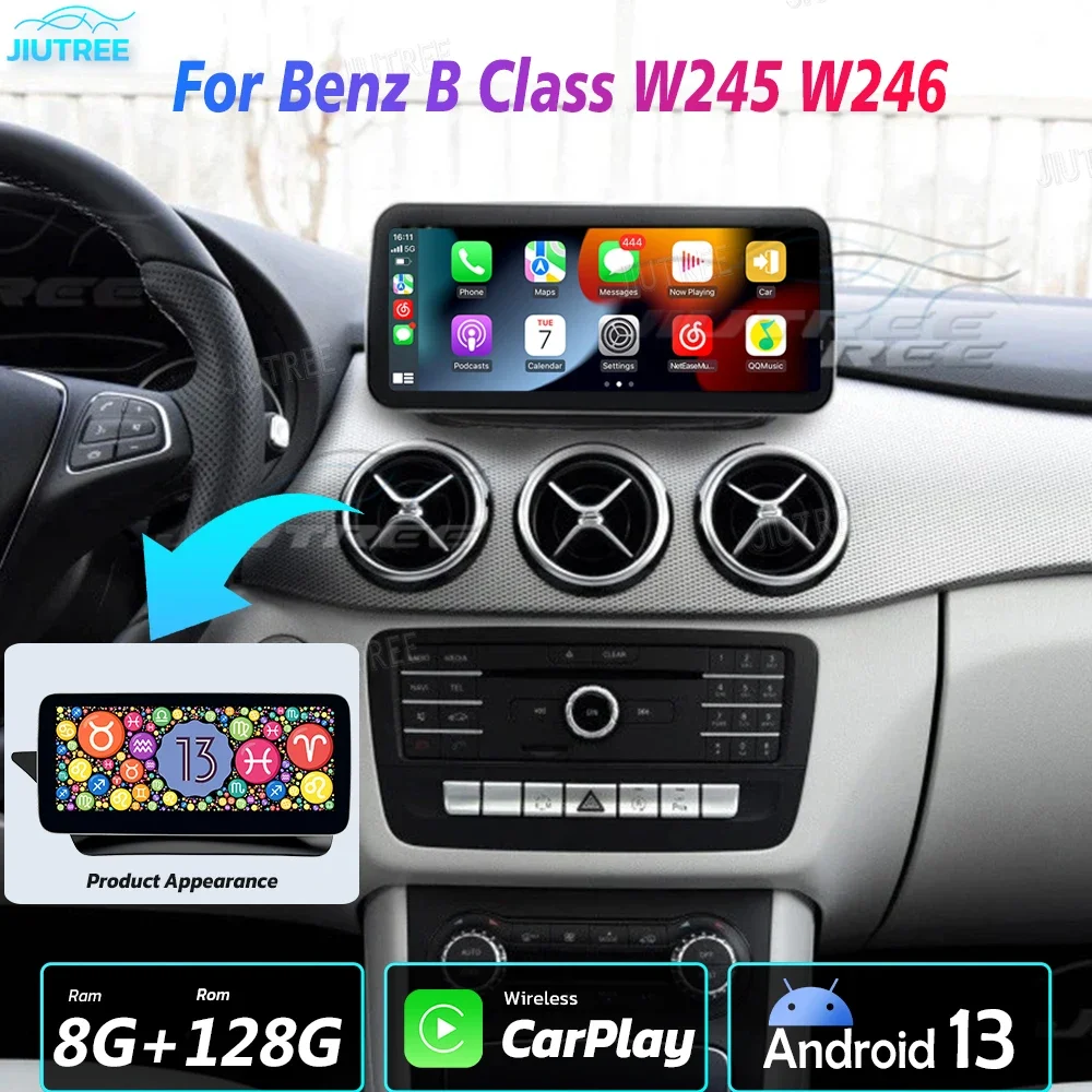 Android 13 Kablosuz CarPlay Mercedes Benz B Sınıfı İçin W245 W246 11to19 Araba Radyo GPS Navigasyon Multimedya oyuncu dokunmatik ekranı