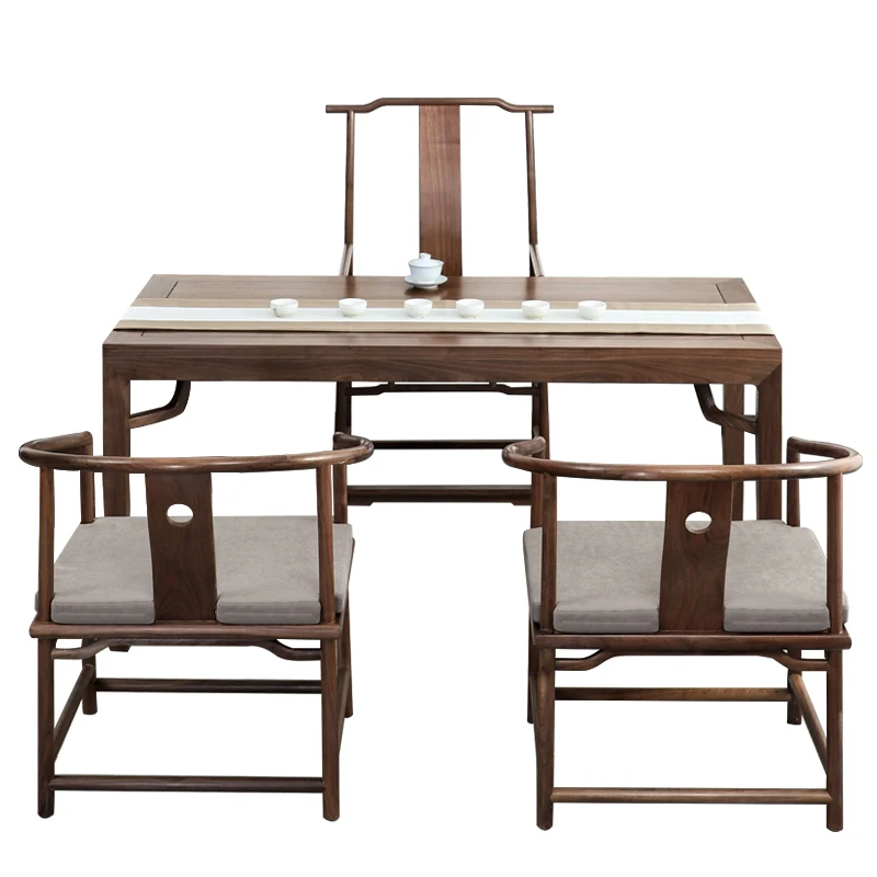 Masa Sandalye Seti katı ahşap çay masası Elm Kung Fu Çay Demleme Masa Kuzey Amerika Siyah Ceviz ahşap mobilya