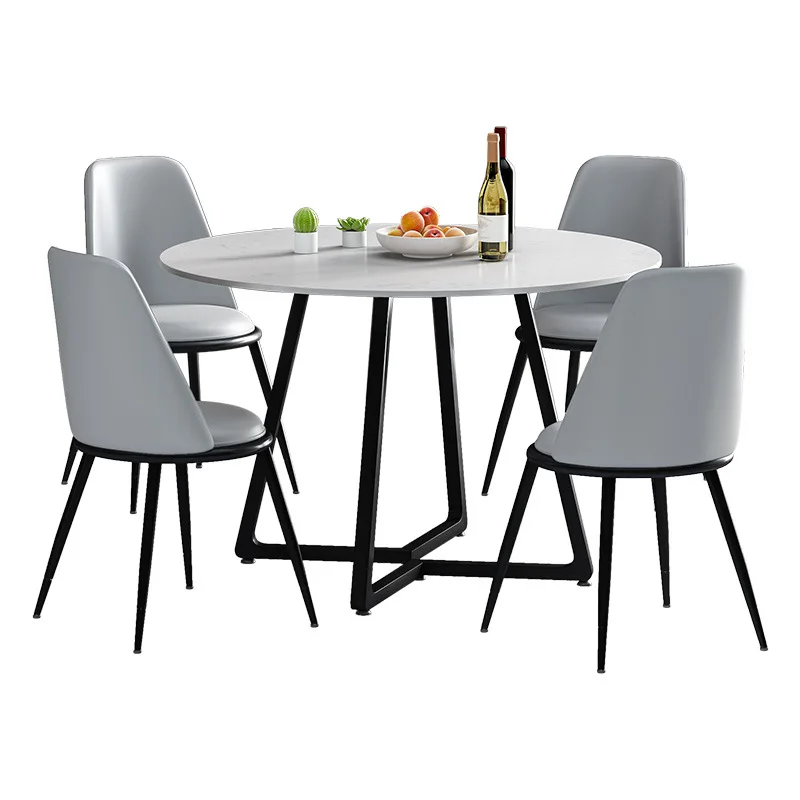Yemek masası ve Sandalye Seti Lüks Modern Mermer Doku Restoran Ev Mobilyaları Yemek Odası Yemek Masası Seti
