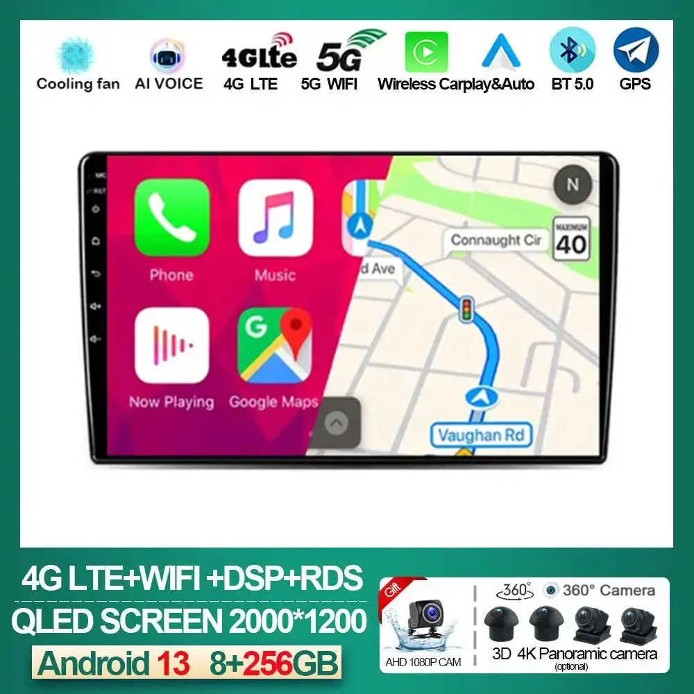 Android 13 Hyundai I40 2011-2016 Araba Radyo 4G LTE Kablosuz Carplay Otomatik QLED RDS WIFI DSP Multimedya BT AHD Hiçbir 2din