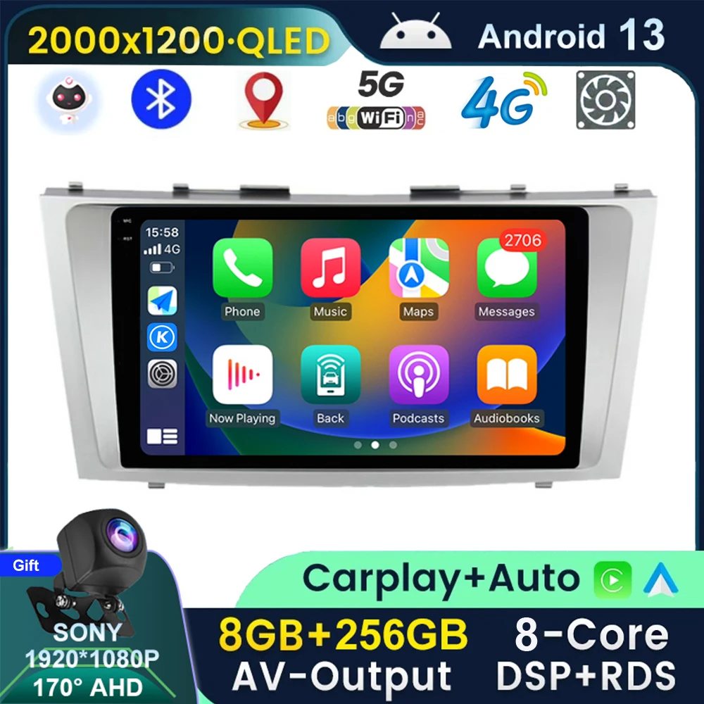 4GLTE DSP Android 13 Toyota Camry 2006 - 2011 İçin Araba Radyo Otomatik Video Multimedya Oynatıcı Carplay 2din dvd Autoradio gps