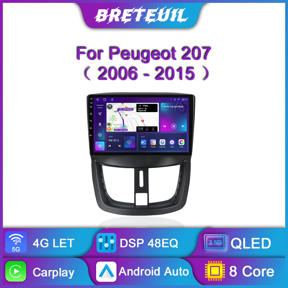 PEUGEOT 207 CC için 207CC 2006-2015 Android Araba Radyo Multimedya Oynatıcı GPS Navigasyon Carplay QLED Dokunmatik Ekran Otomatik Stereo 4G